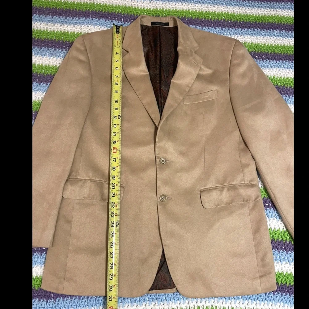 Lauren Ralph Lauren Sport Coat Jacket Men 40R Tan Faux Suede Microsuede Blazer